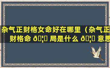 杂气正财格女命好在哪里（杂气正财格命 🦟 局是什么 🦁 意思）